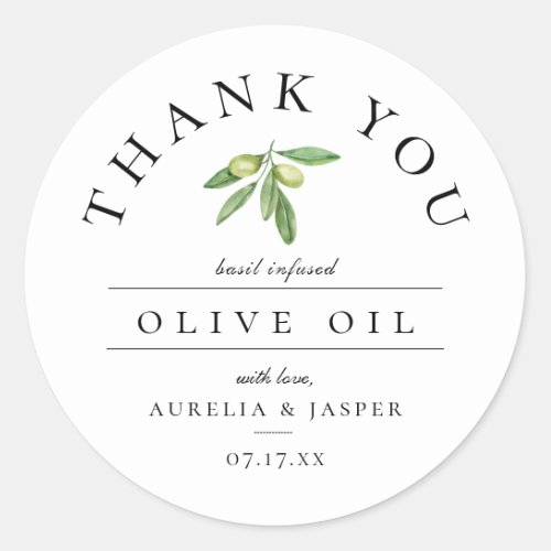 Olive Oil Thank You Favor Classic Round Sticker