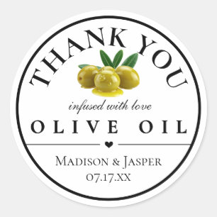 Olive Oil Thank You Favor Classic Round Sticker