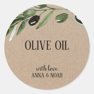 Olive Oil Watercolor Thank You Wedding Favor Classic Round Sticker