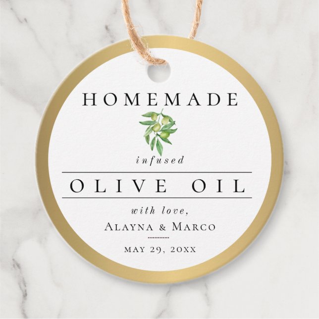 Olive Oil Wedding Favor Tags (Front)