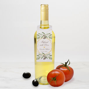 Olive Oil Wedding Favors Infused with Love Foliage Bottle Hanger Tag