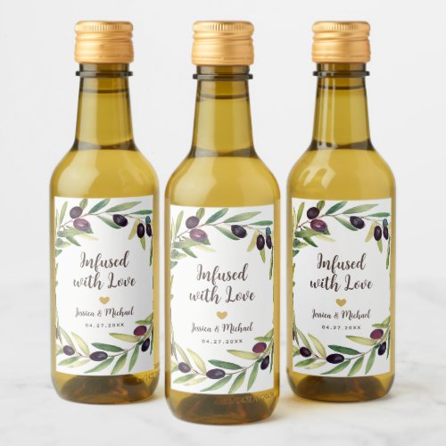 Olive Oil Wedding Favors Infused with Love Foliage Wine Label