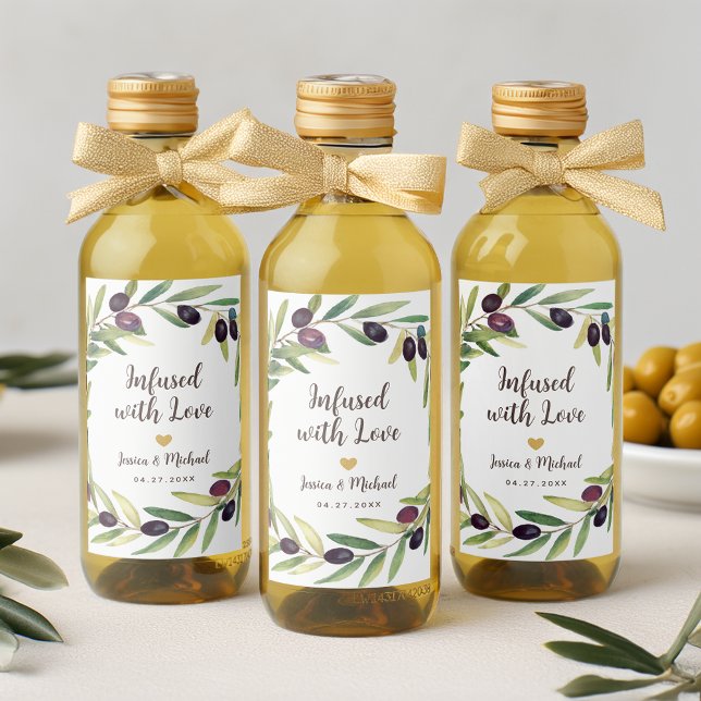 Olive Oil Wedding Favors Infused with Love Foliage Wine Label (Creator Uploaded)
