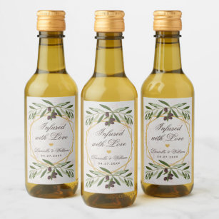 Olive Oil Wedding Favors Infused with Love Foliage Wine Label