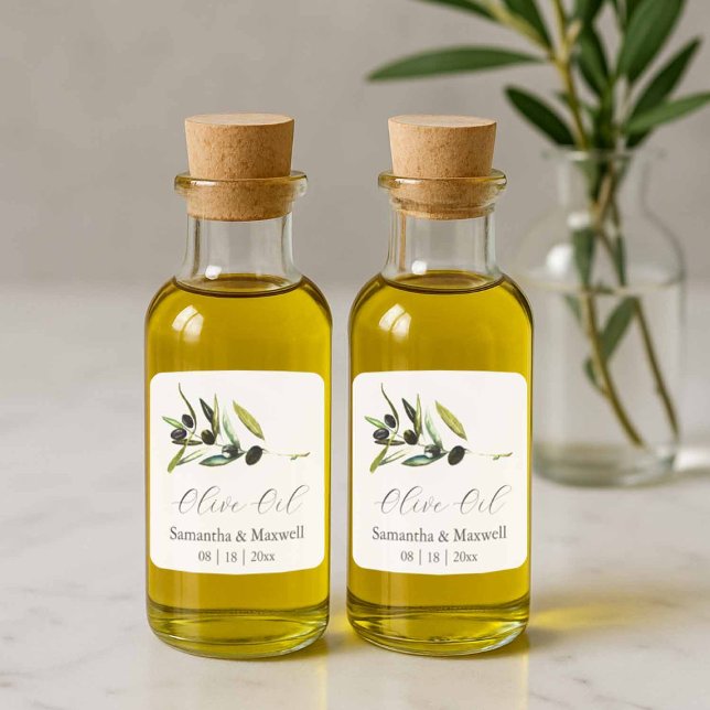 Olive Oil Wedding Favors Square Sticker (Olive oil wedding favors stickers. )