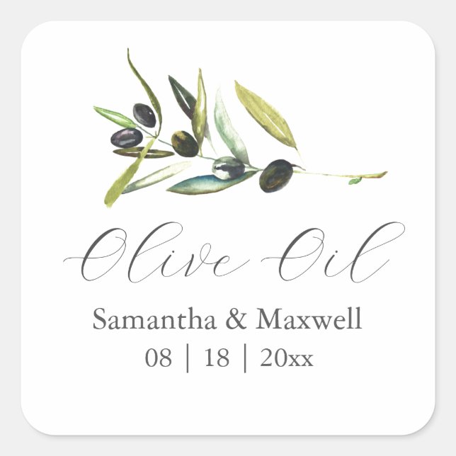 Olive Oil Wedding Favors Sticker (Front)