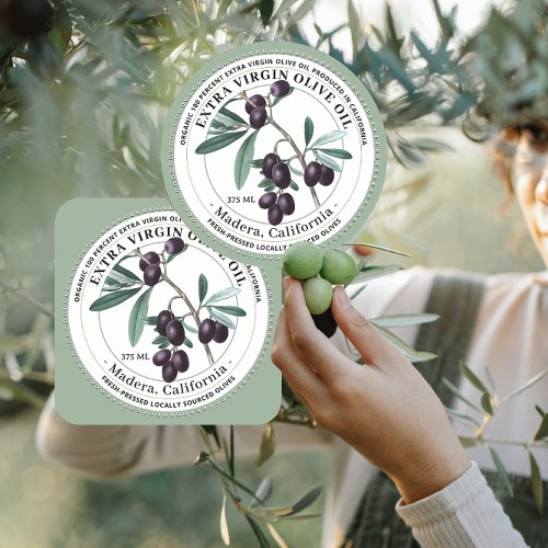 Olive Oil with Vintage Olive Illustration Sticker