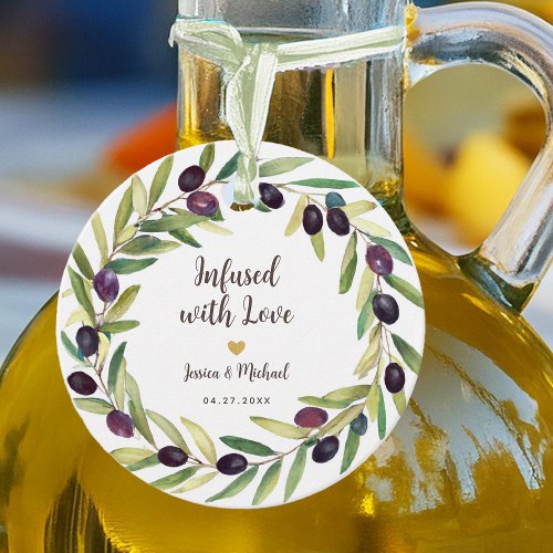 Olive Oil Wreath Infused with Love Foliage Wedding Favor Tags