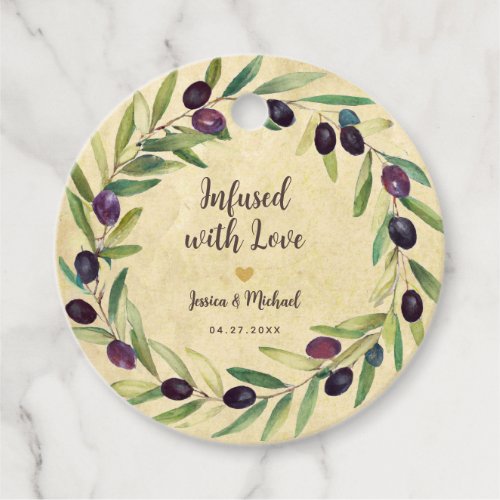 Olive Oil Wreath Infused with Love Rustic Wedding Favor Tags
