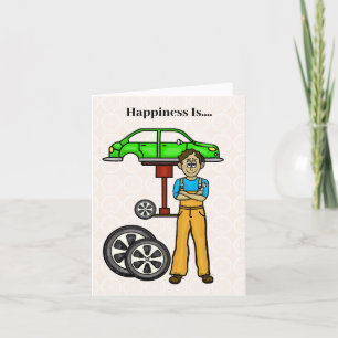 Olive or Dark Skin Male Automotive Mechanic Card