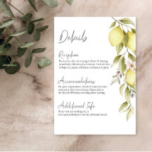 Olive Orchard Wedding Details Card