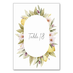 Olive Orchard Wedding Table Number