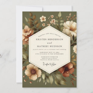 Olive Painterly Bloom Wedding Invitation