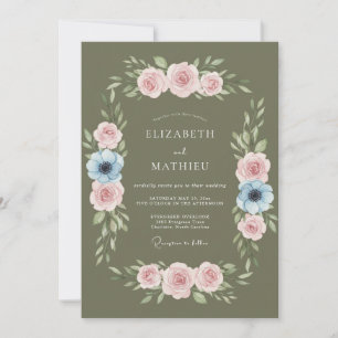 Olive Pastel Petal Wedding Invitation
