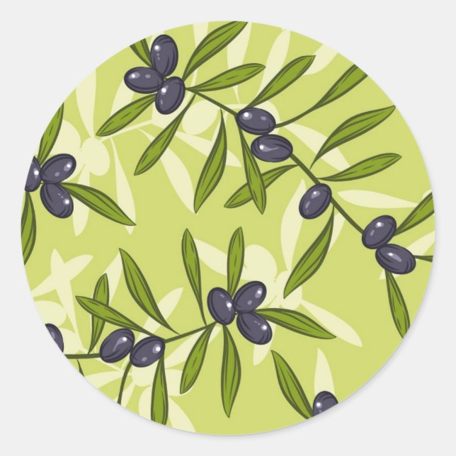 Olive Pattern Classic Round Sticker (Front)