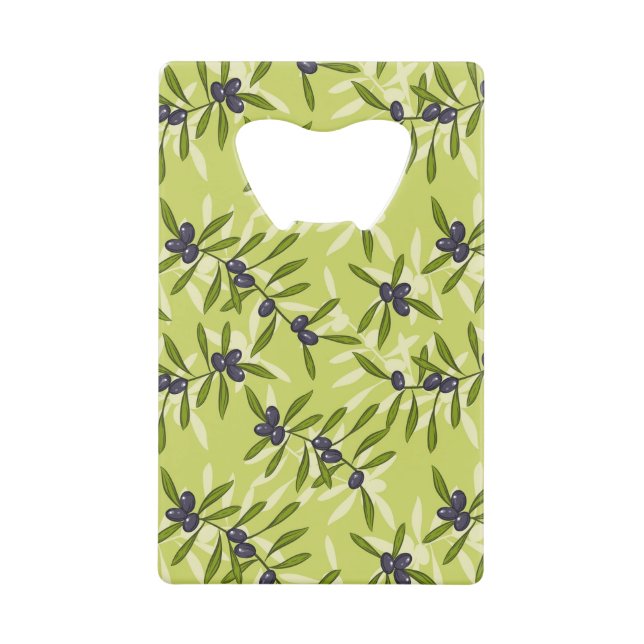 Olive Pattern Credit Card Bottle Opener (Front)