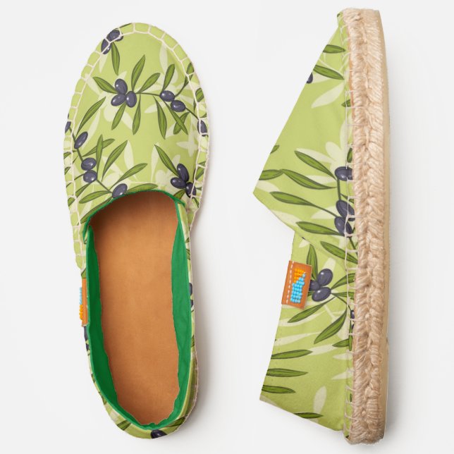 Olive Pattern Espadrilles (Side)