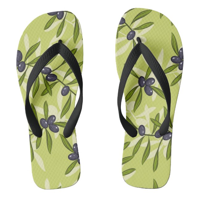 Olive Pattern Flip Flops (Footbed)