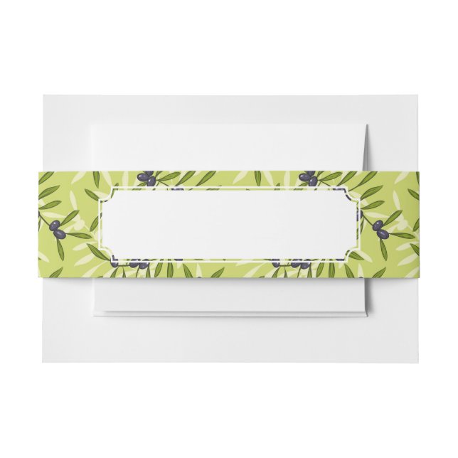 Olive Pattern Invitation Belly Band (Front Example)