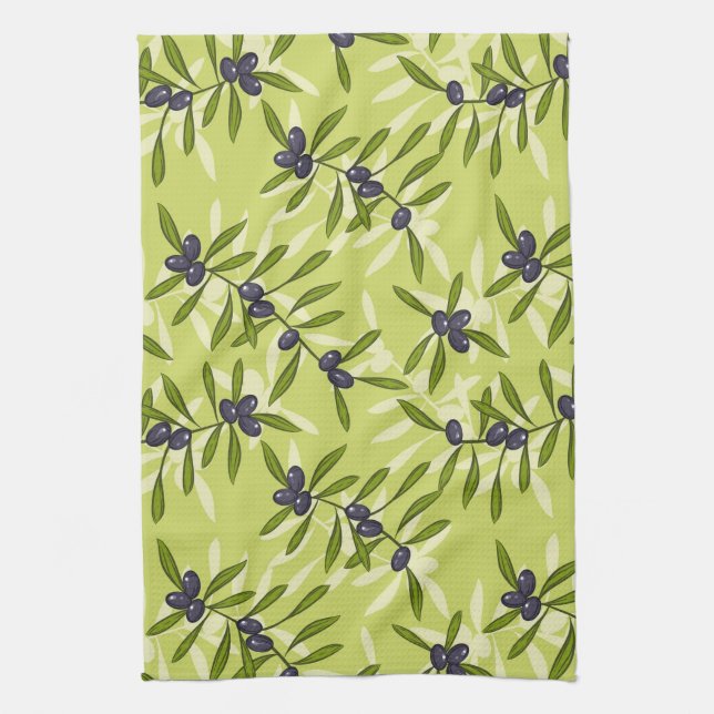 Olive Pattern Kitchen Towel (Vertical)