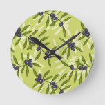 Olive Pattern Round Clock