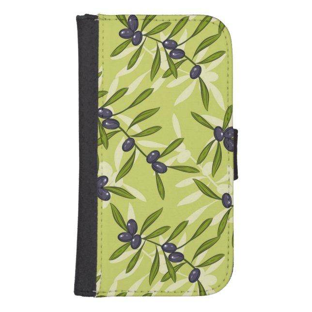 Olive Pattern Samsung Galaxy Wallet Case (Front)
