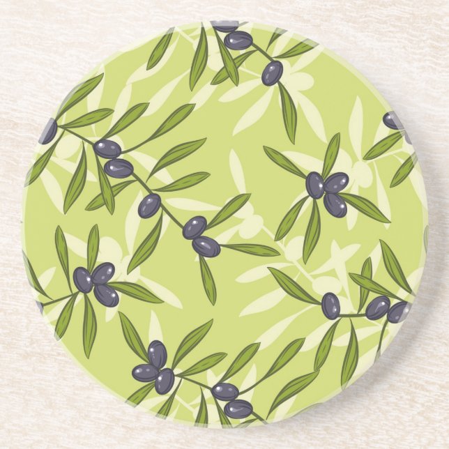 Olive Pattern Sandstone Coaster (Front)