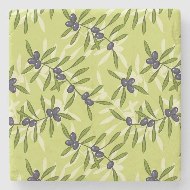 Olive Pattern Stone Coaster (Front)