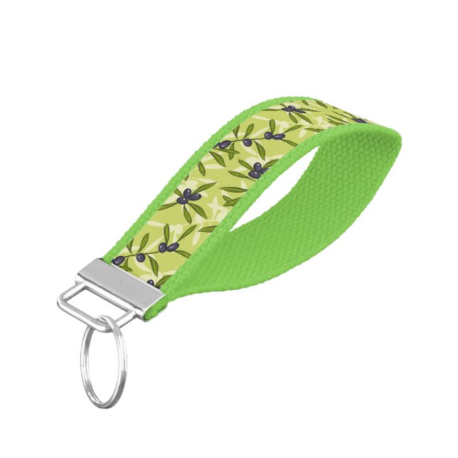 Olive Pattern Wrist Keychain (Angled Down)