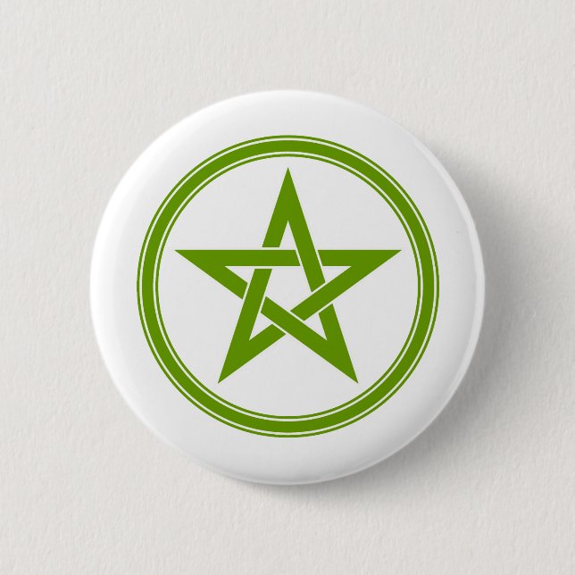 Olive Pentacle Pentagram Button (Front)