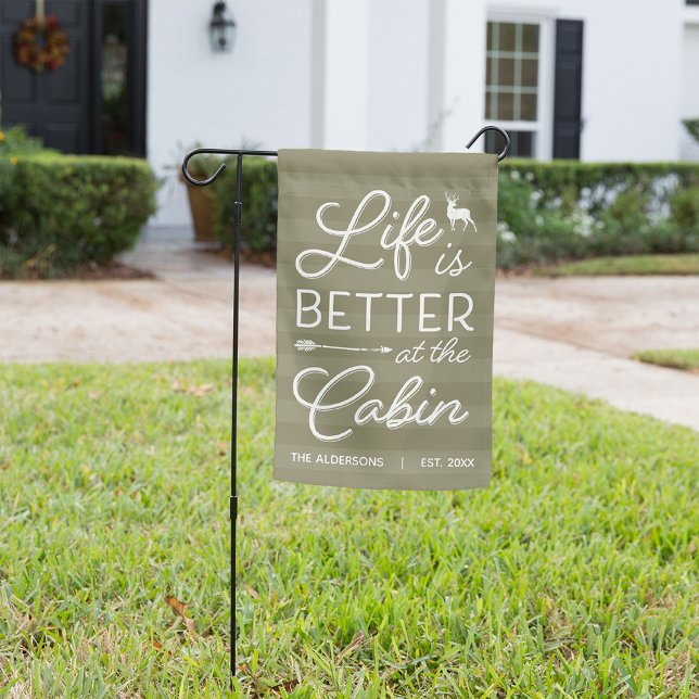 Olive | Personalized Life is Better at the Cabin Garden Flag (Creator Uploaded)
