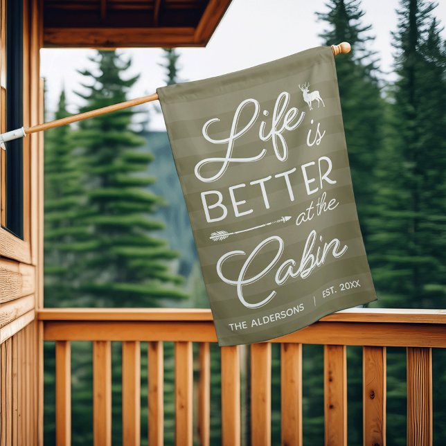 Olive | Personalized Life Is Better At the Cabin House Flag (Creator Uploaded)