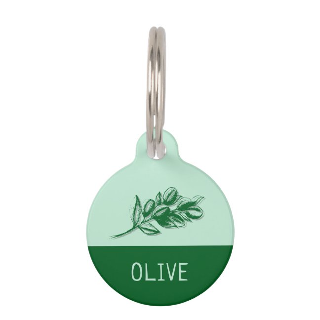 Olive Pet Cat Dog Name ID Tag