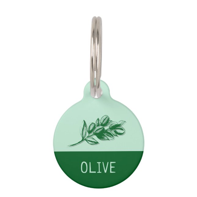 Olive Pet Cat Dog Name Pet ID Tag (Front)