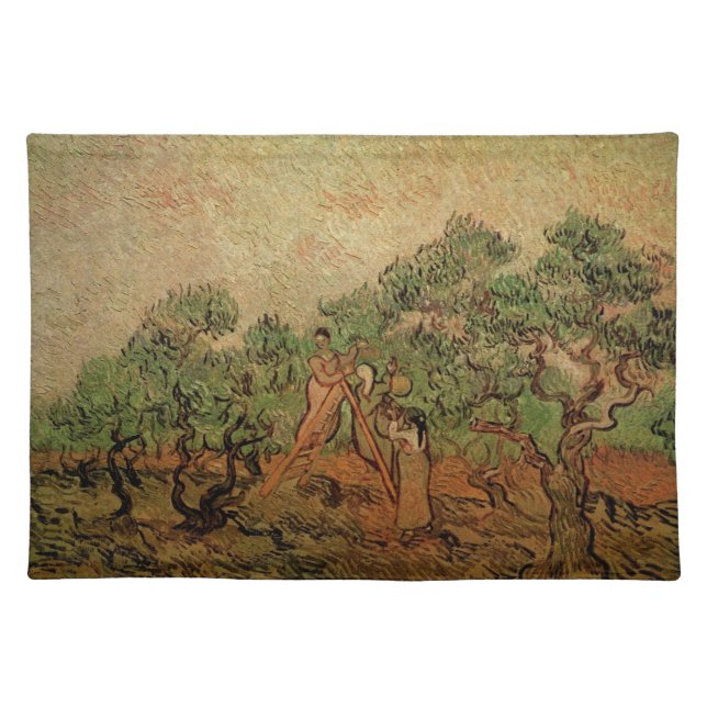 Olive Picking by Vincent van Gogh Cloth Placemat (Front)