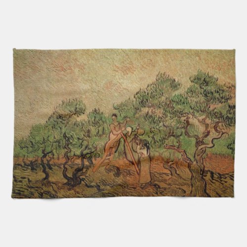 Olive Picking by Vincent van Gogh Kitchen Towel