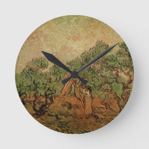 Olive Picking by Vincent van Gogh Round Clock