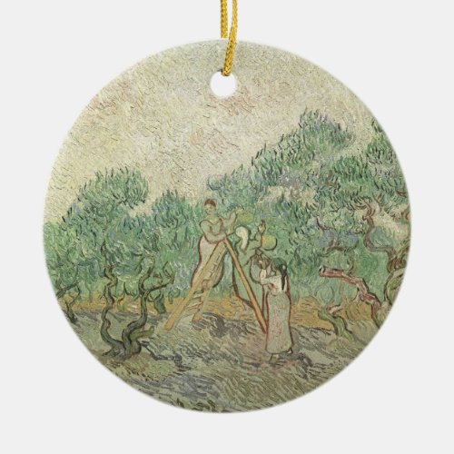 Olive Picking by Vincent van Gogh Vintage Art Ceramic Ornament
