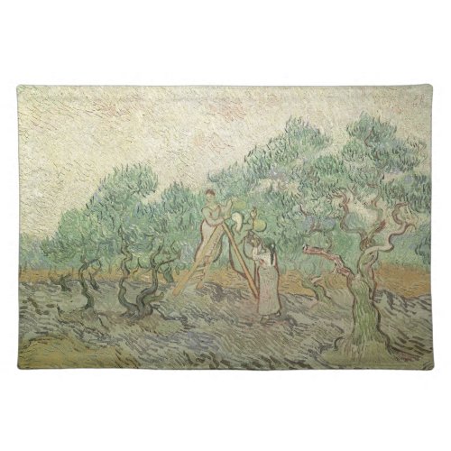 Olive Picking by Vincent van Gogh Vintage Art Cloth Placemat