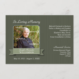 Olive Pinstripe Banner Memorial Notice Invitation