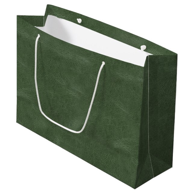 Olive Pistachio Green Christmas Texture Large Gift Bag (Front Angled)