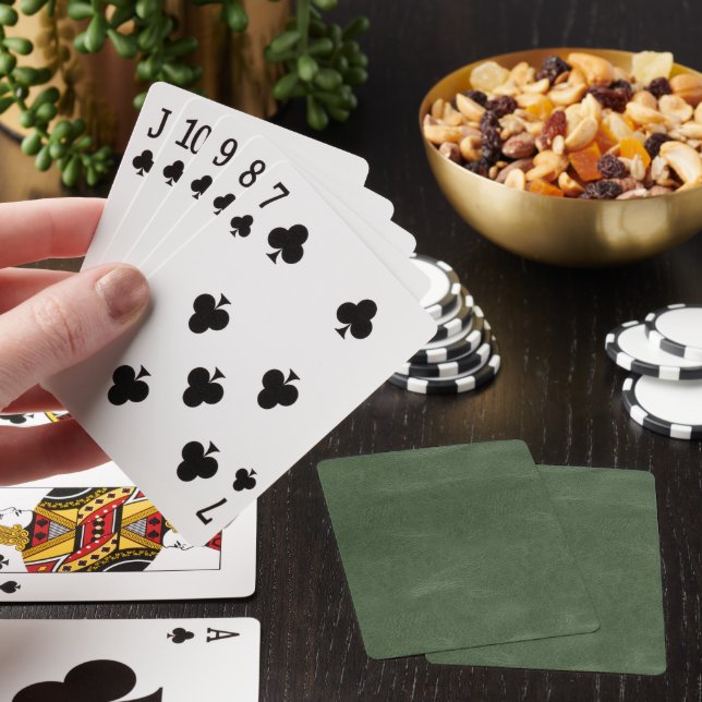 Olive Pistachio Green Christmas Texture Poker Cards (In Situ)
