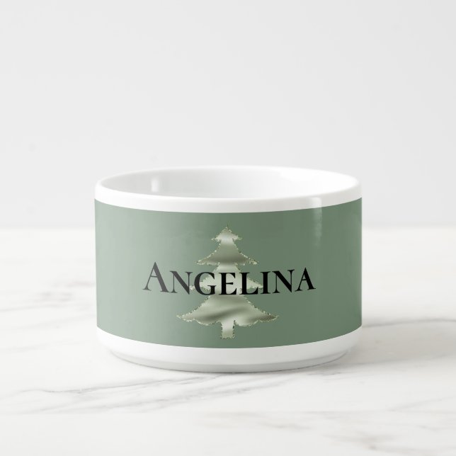 Olive Pistachio Mint Green Christmas Tree Bowl (Center)