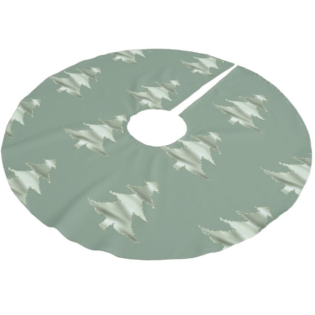 Olive Pistachio Mint Green Christmas Tree Brushed Polyester Tree Skirt (Angled)