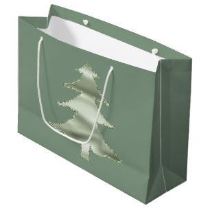 Olive Pistachio Mint Green Christmas Tree Large Gift Bag