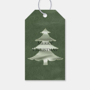 Olive Pistachio Mint Green Christmas Tree Texture Gift Tags