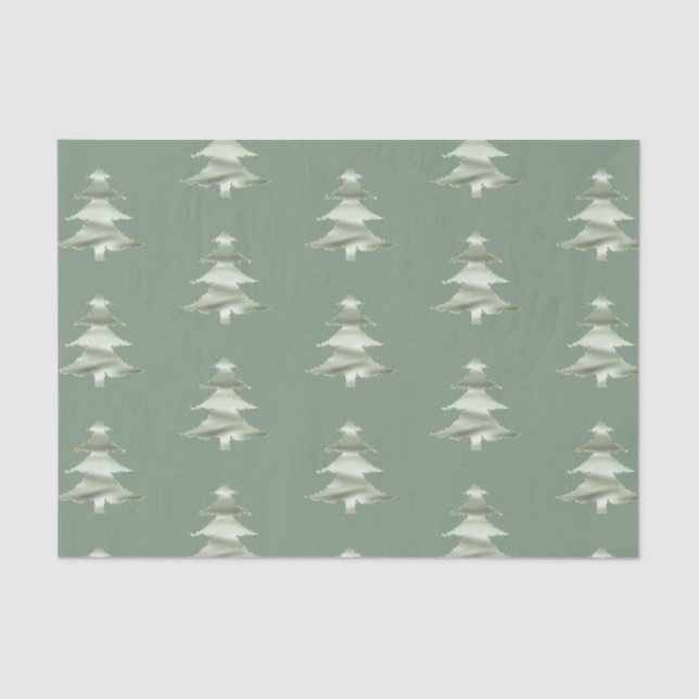 Olive Pistachio Mint Green Christmas Tree Tissue Paper (Front)
