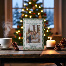Olive Plaid Portrait Photo Christmas Holiday Card