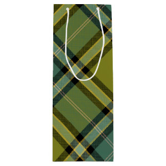 Olive plaid wine gift bag