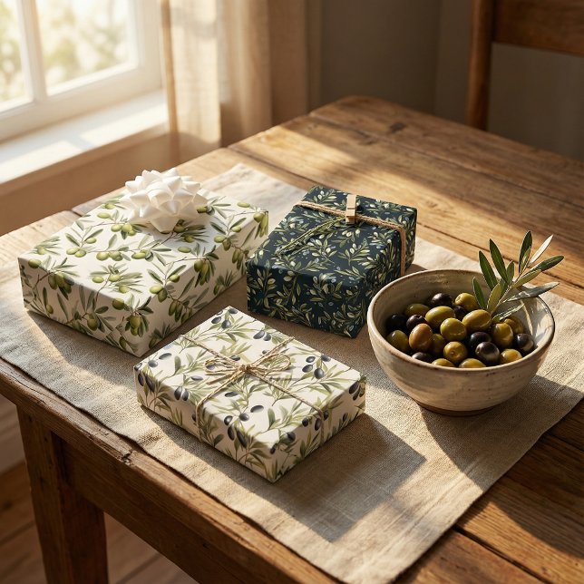 Olive Plant Branches: Nature-Inspired Design Wrapping Paper Sheets (Creator Uploaded)